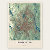 Worcester, Massachusetts map print, the full design