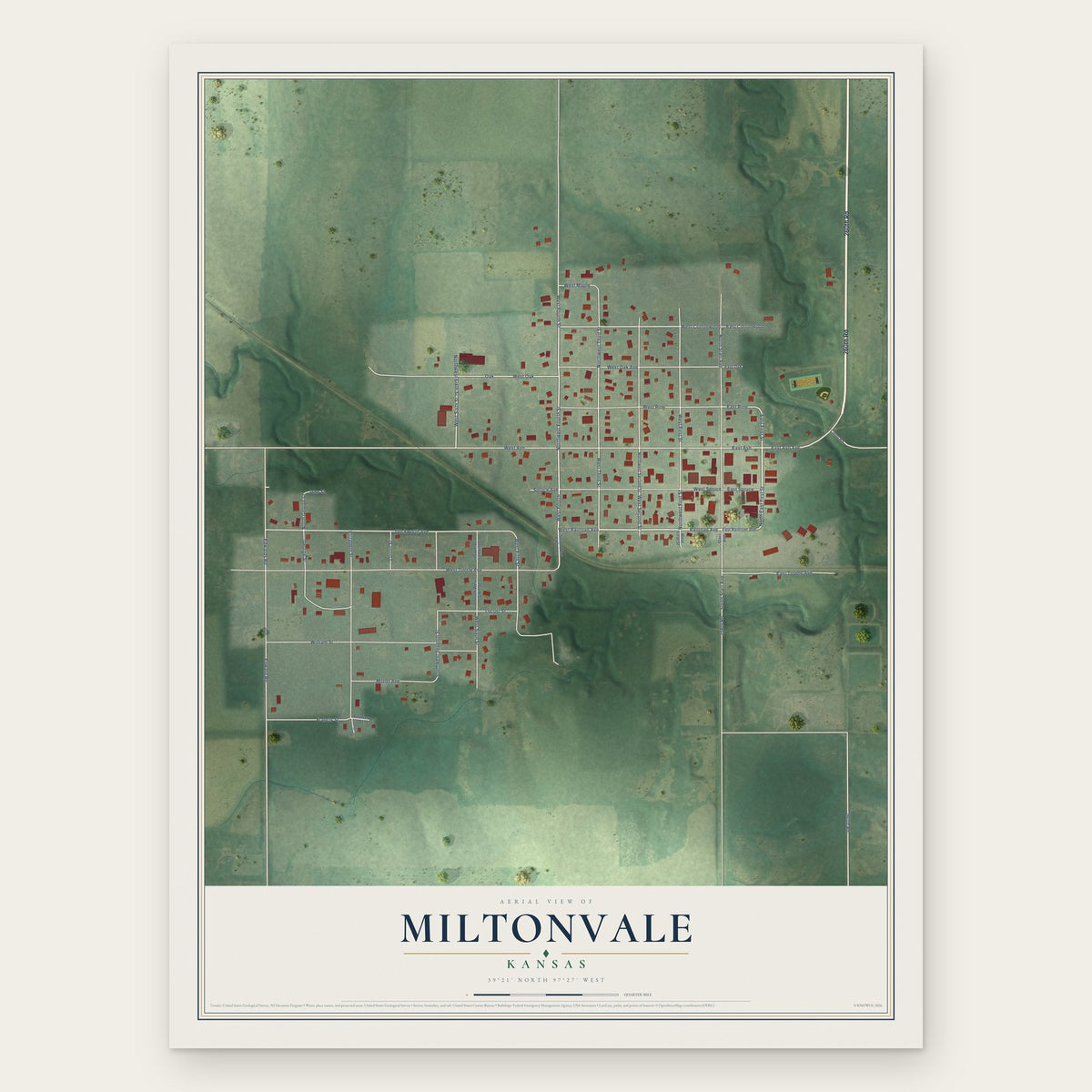 Miltonvale, Kansas map print, the full design