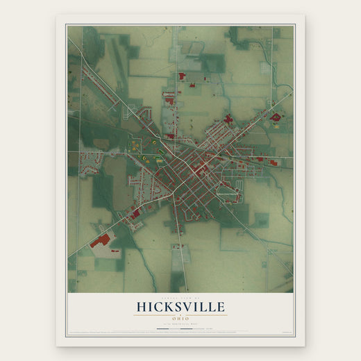 Hicksville, Ohio map print, the full design