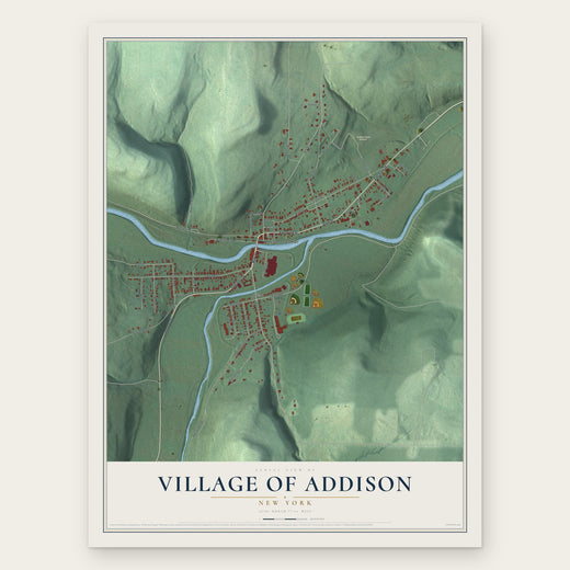 Village of Addison, New York map print, the full design