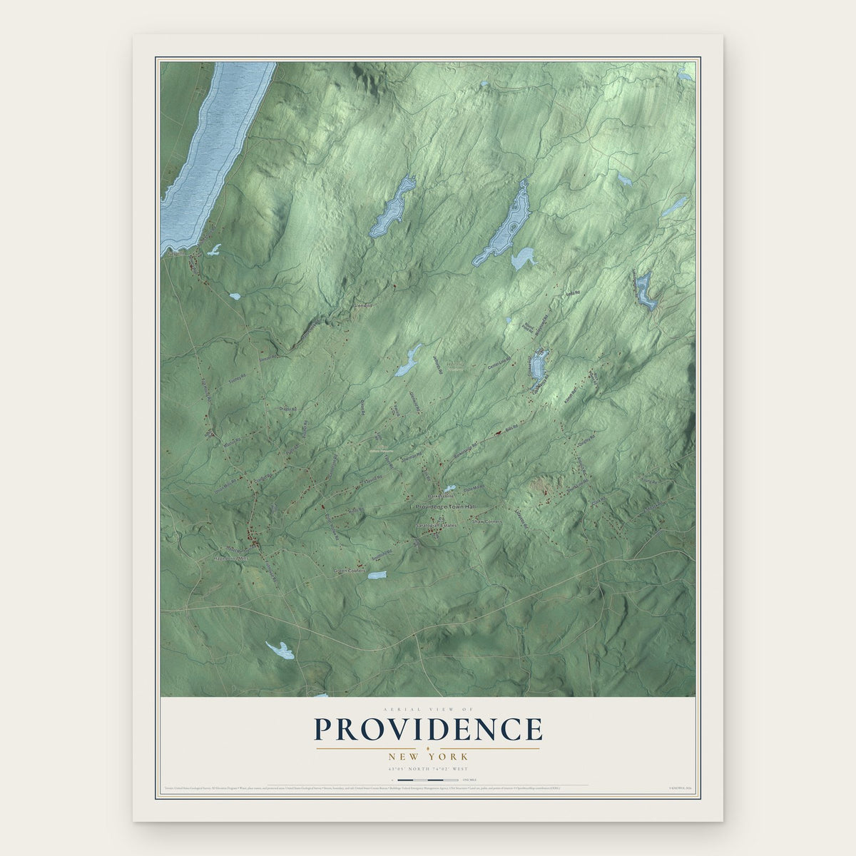 Providence, New York map print, the full design