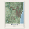 Waukegan, Illinois map print, the full design