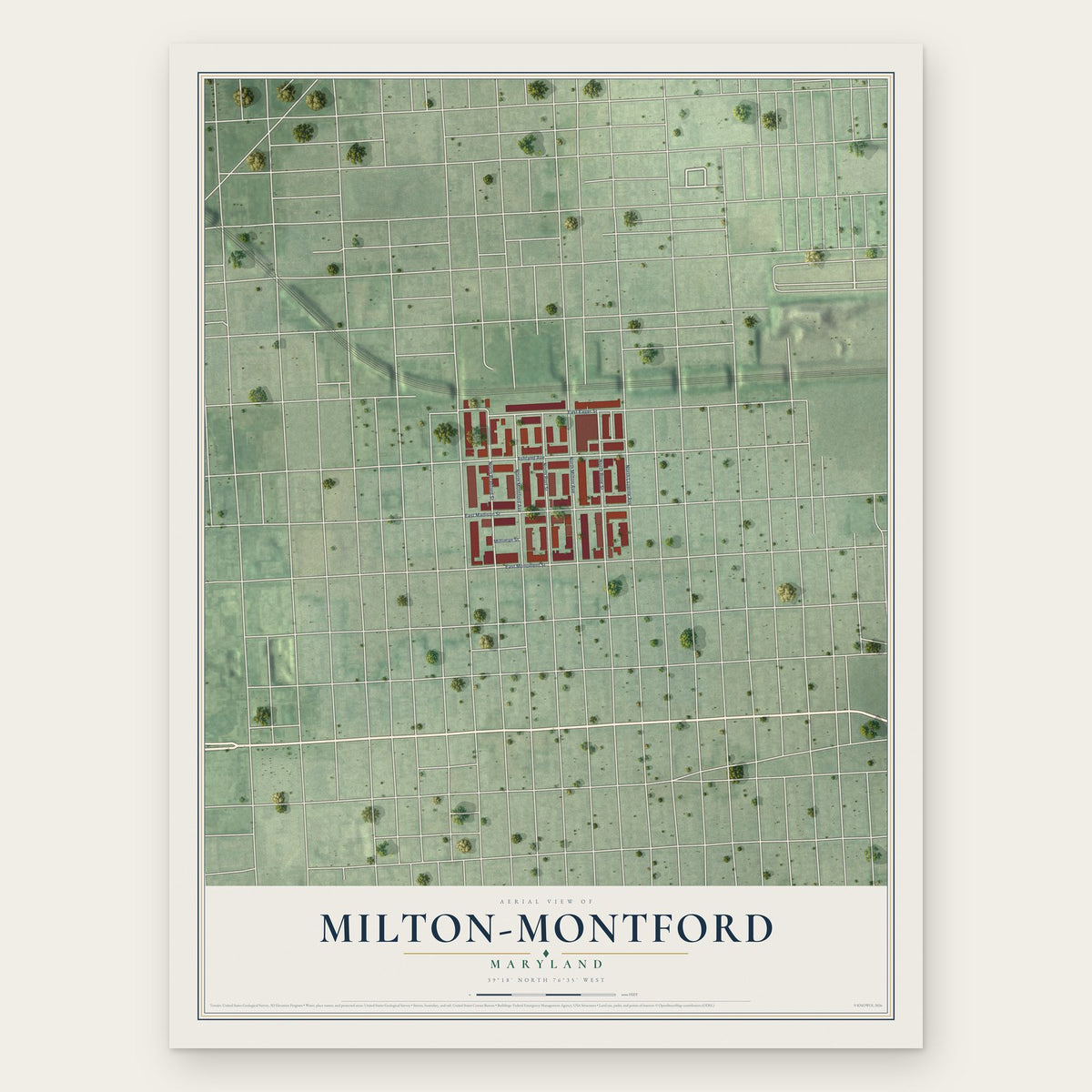 Milton-Montford, Maryland map print, the full design
