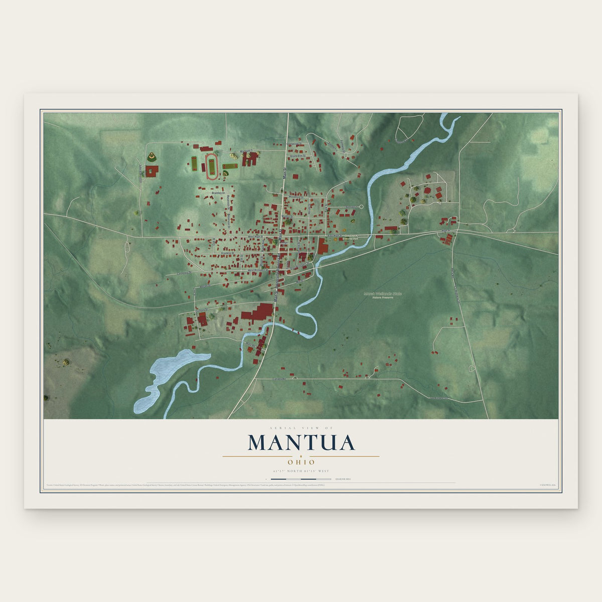 Mantua, Ohio map print, the full design