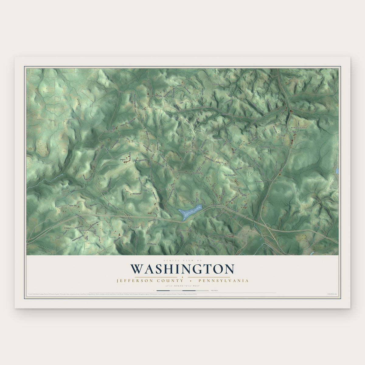 Washington, Jefferson County, Pennsylvania map print, the full design
