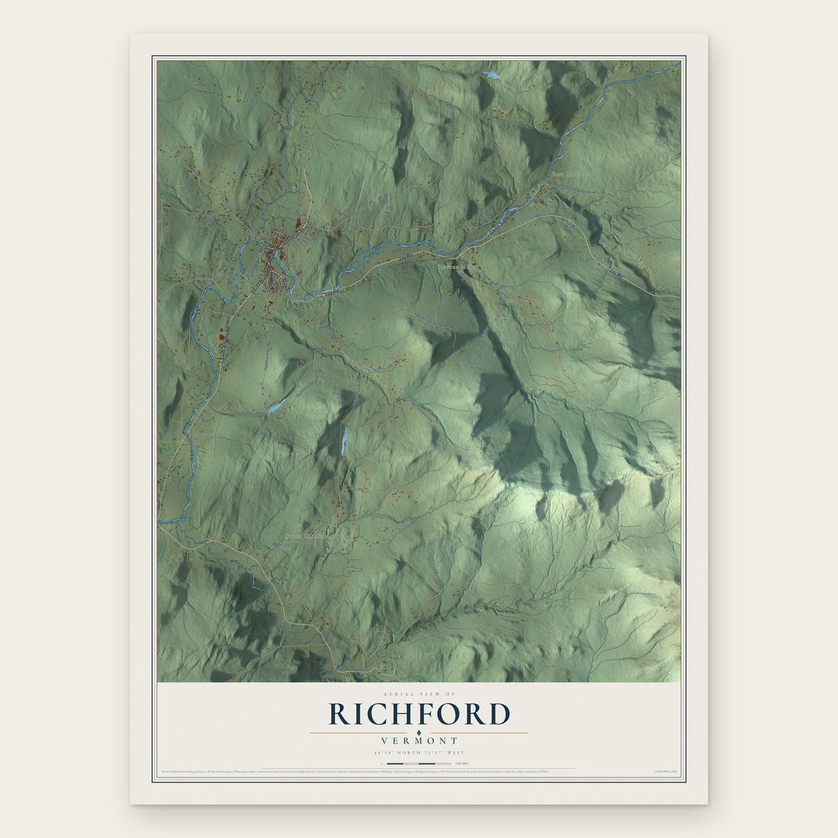 Richford, Vermont map print, the full design