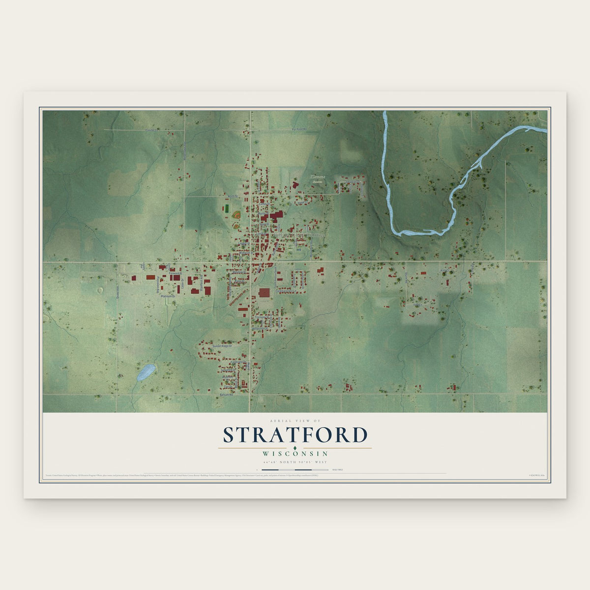 Stratford, Wisconsin map print, the full design