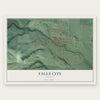 Falls City, Oregon map print, the full design