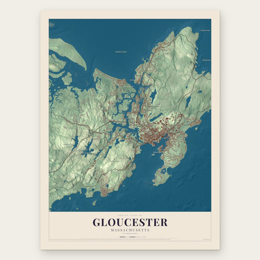 Gloucester, Massachusetts map print, the full design