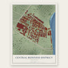 Central Business District, Louisiana map print, the full design