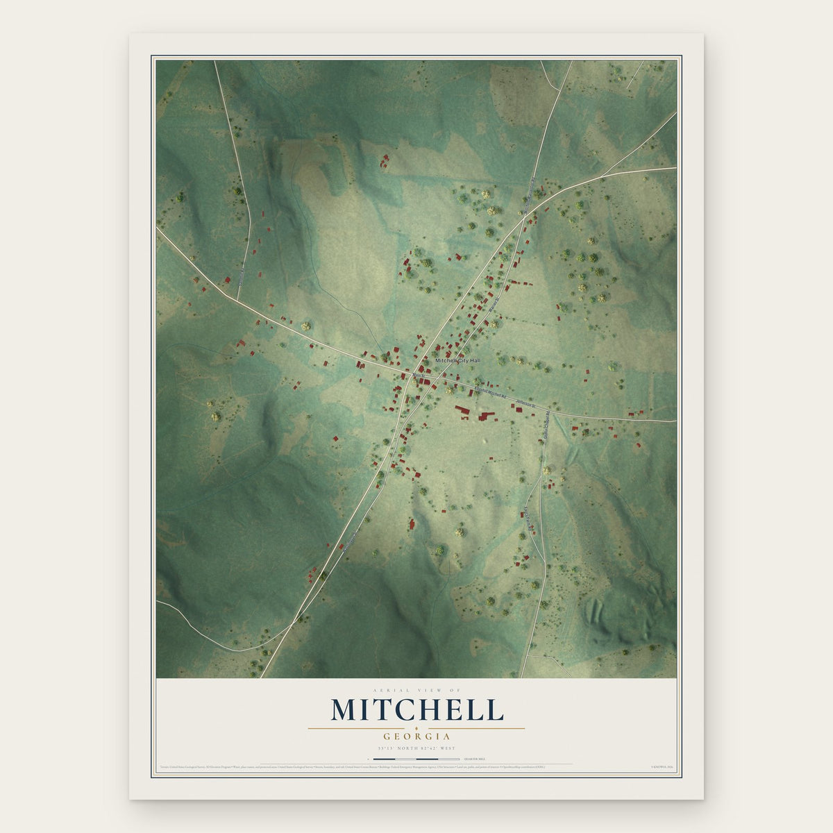 Mitchell, Georgia map print, the full design