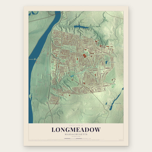 Longmeadow, Massachusetts map print, the full design