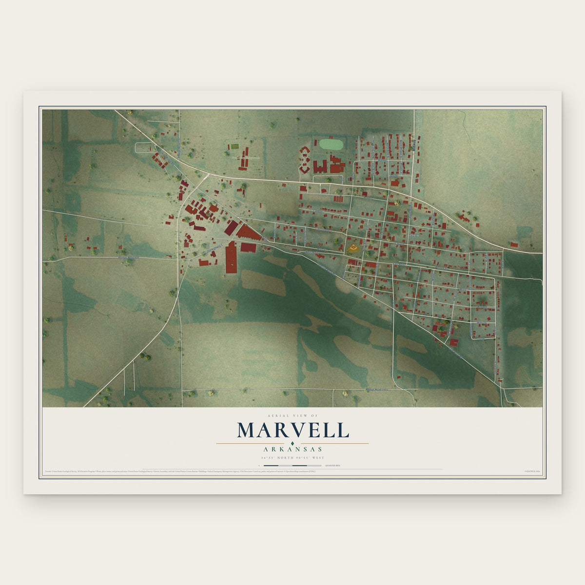 Marvell, Arkansas map print, the full design