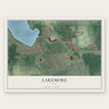 Lakemore, Ohio map print, the full design