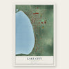 Lake City, Michigan map print, the full design