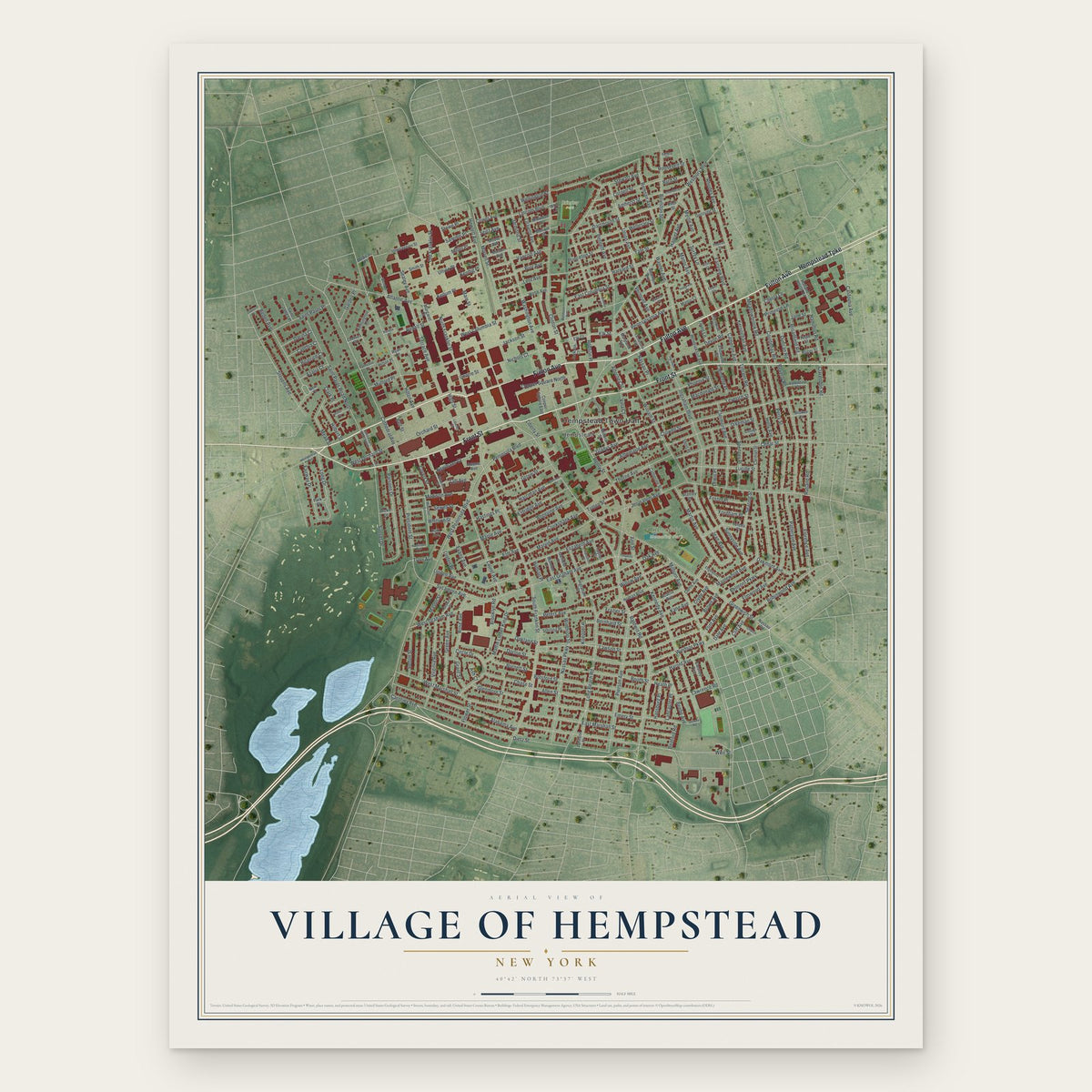 Village of Hempstead, New York map print, the full design