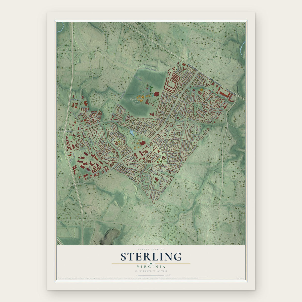 Sterling, Virginia map print, the full design