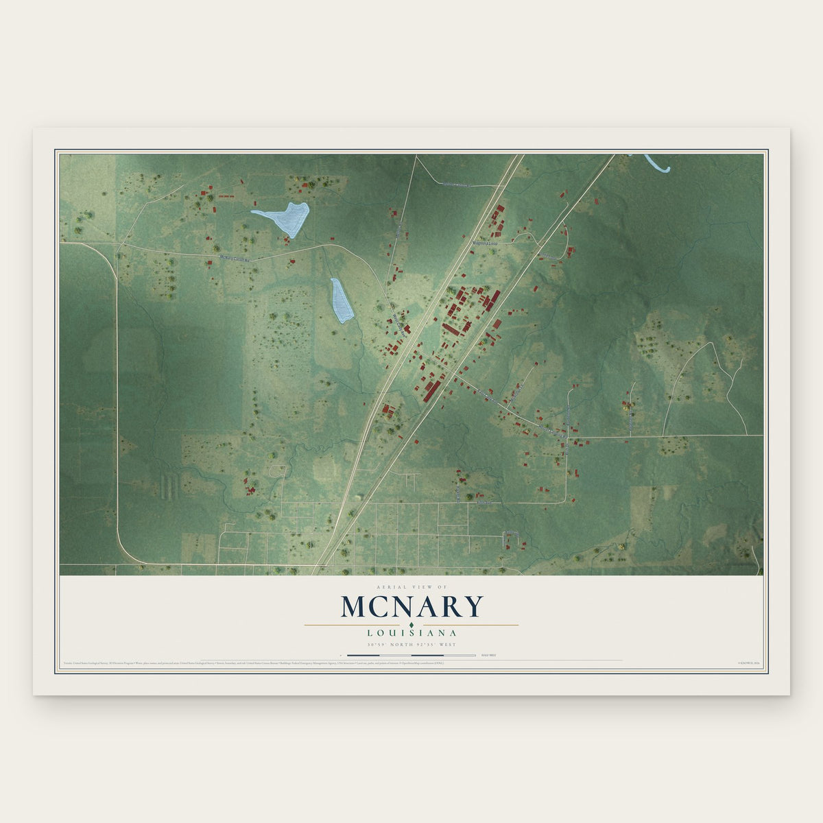 McNary, Louisiana map print, the full design