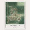 Crescent City, Illinois map print, the full design