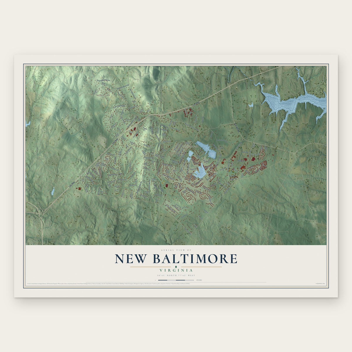 New Baltimore, Virginia map print, the full design