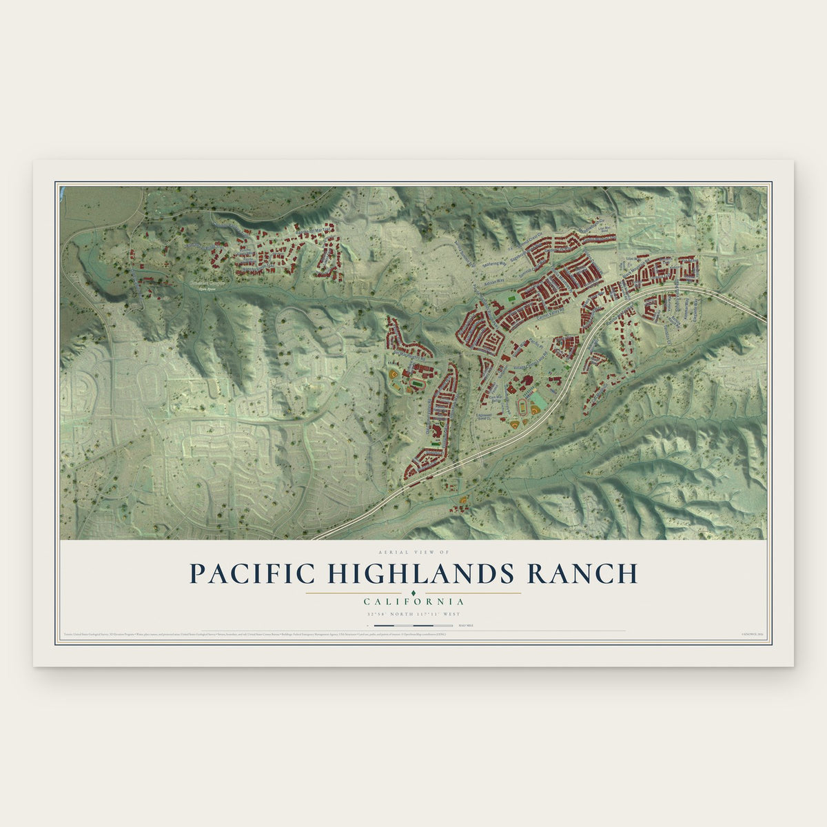 Pacific Highlands Ranch, California map print, the full design