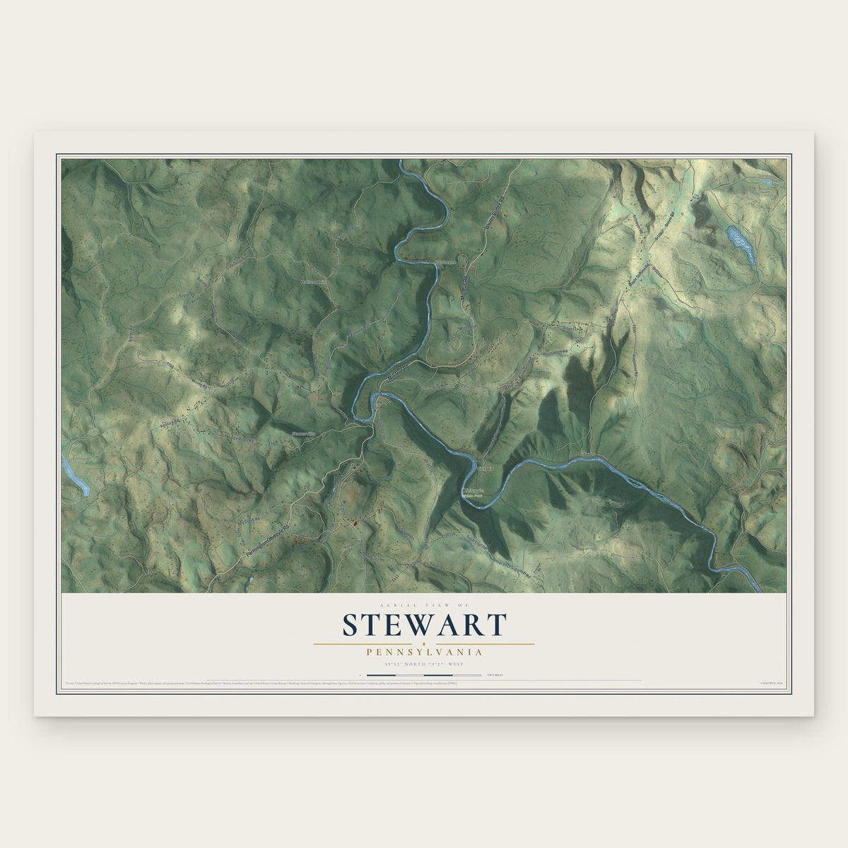 Stewart, Pennsylvania map print, the full design