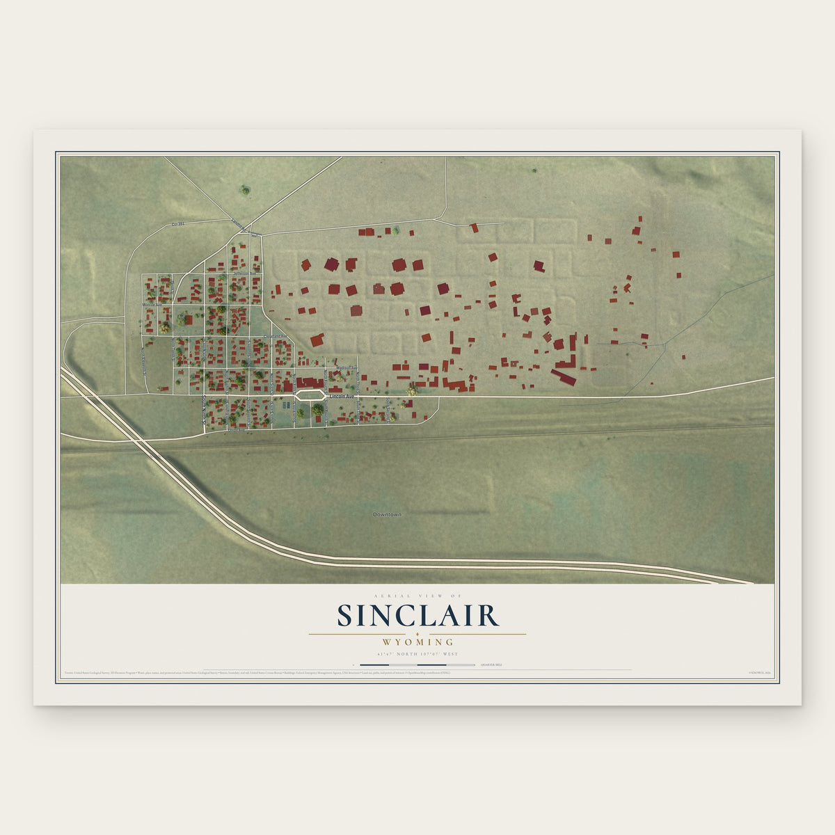 Sinclair, Wyoming map print, the full design