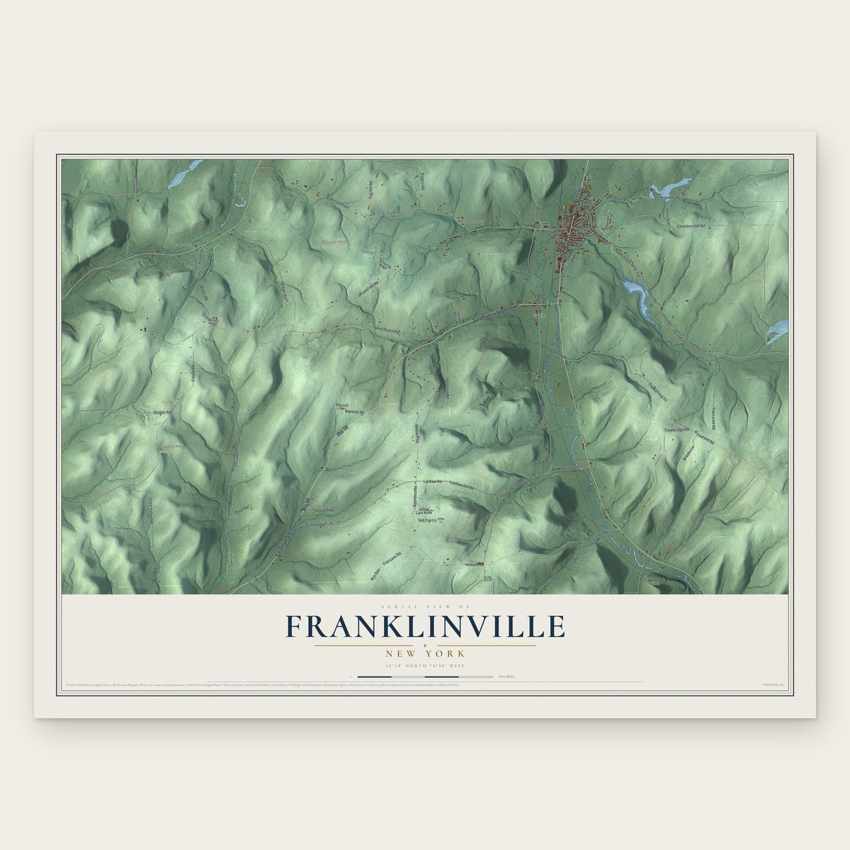 Franklinville, New York map print, the full design