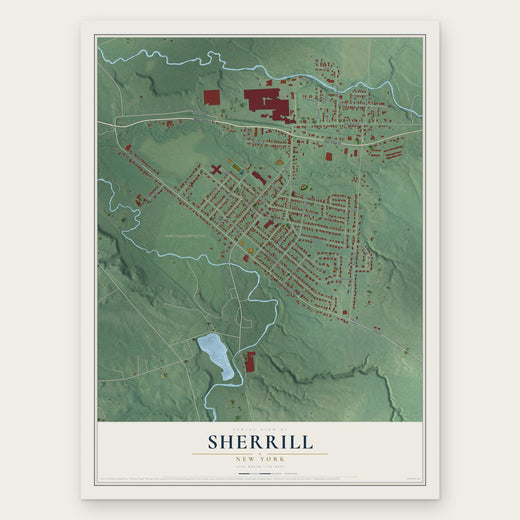 Sherrill, New York map print, the full design