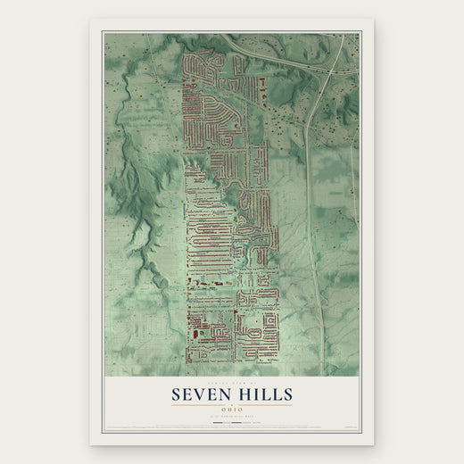 Seven Hills, Ohio map print, the full design