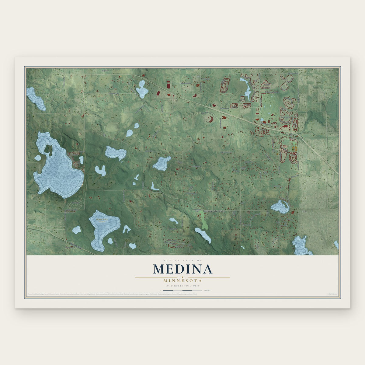 Medina, Minnesota map print, the full design