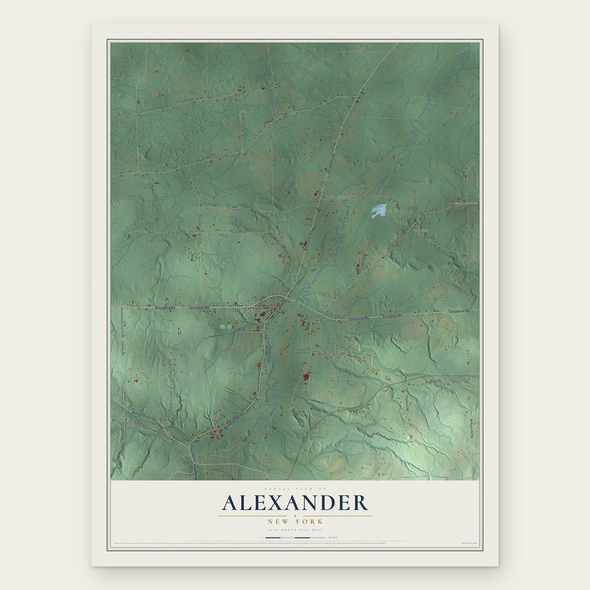 Alexander, New York map print, the full design