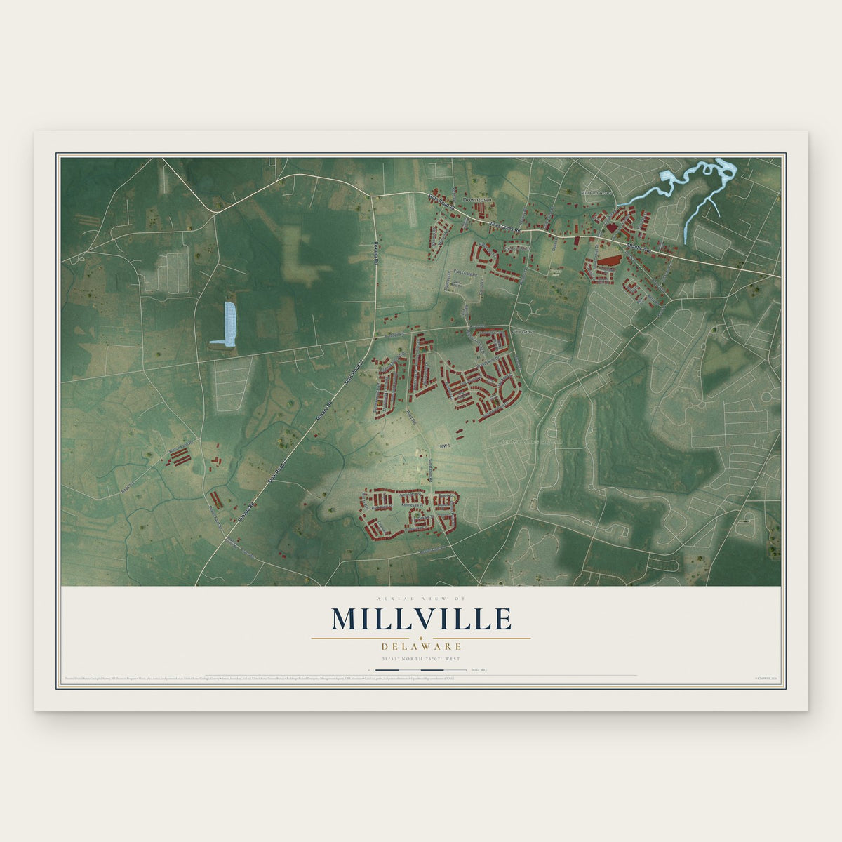 Millville, Delaware map print, the full design