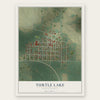 Turtle Lake, North Dakota map print, the full design