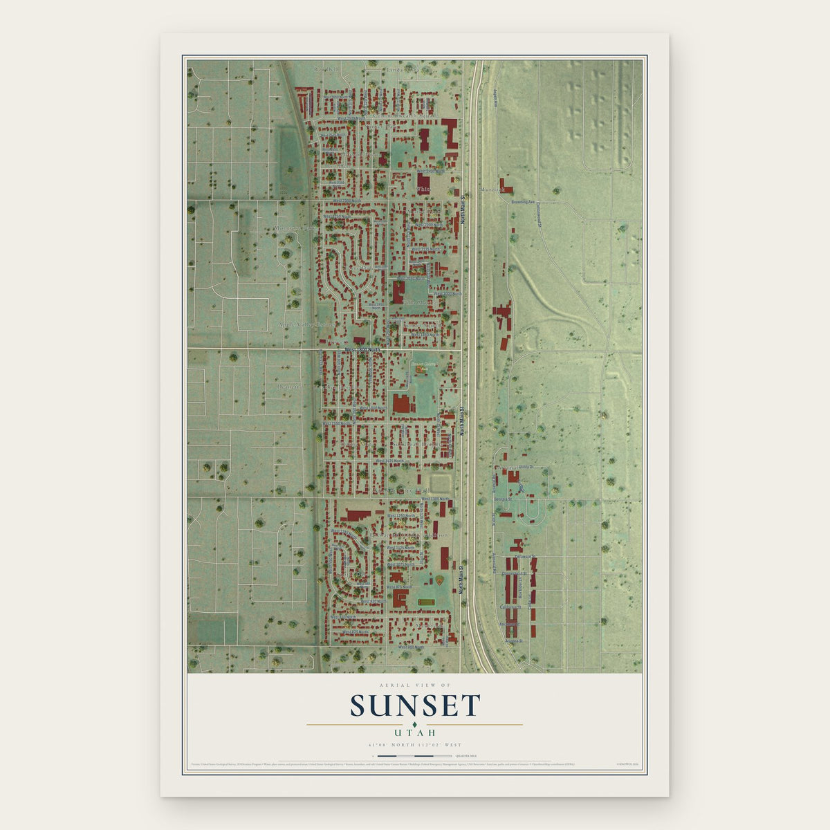 Sunset, Utah map print, the full design