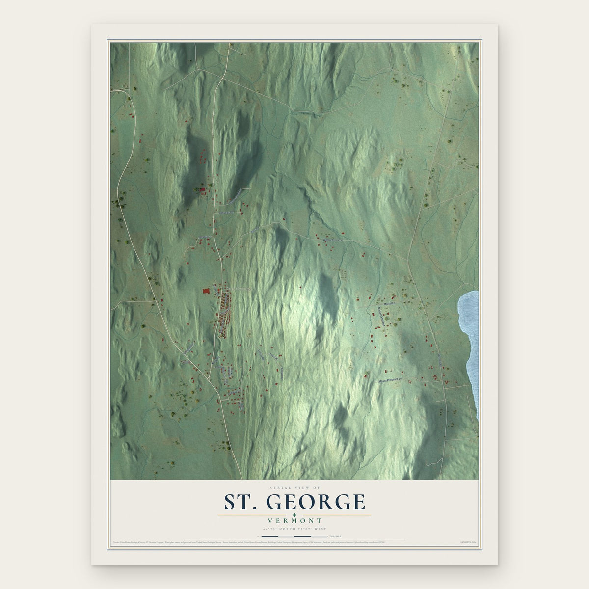 St. George, Vermont map print, the full design