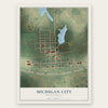 Michigan City, North Dakota map print, the full design