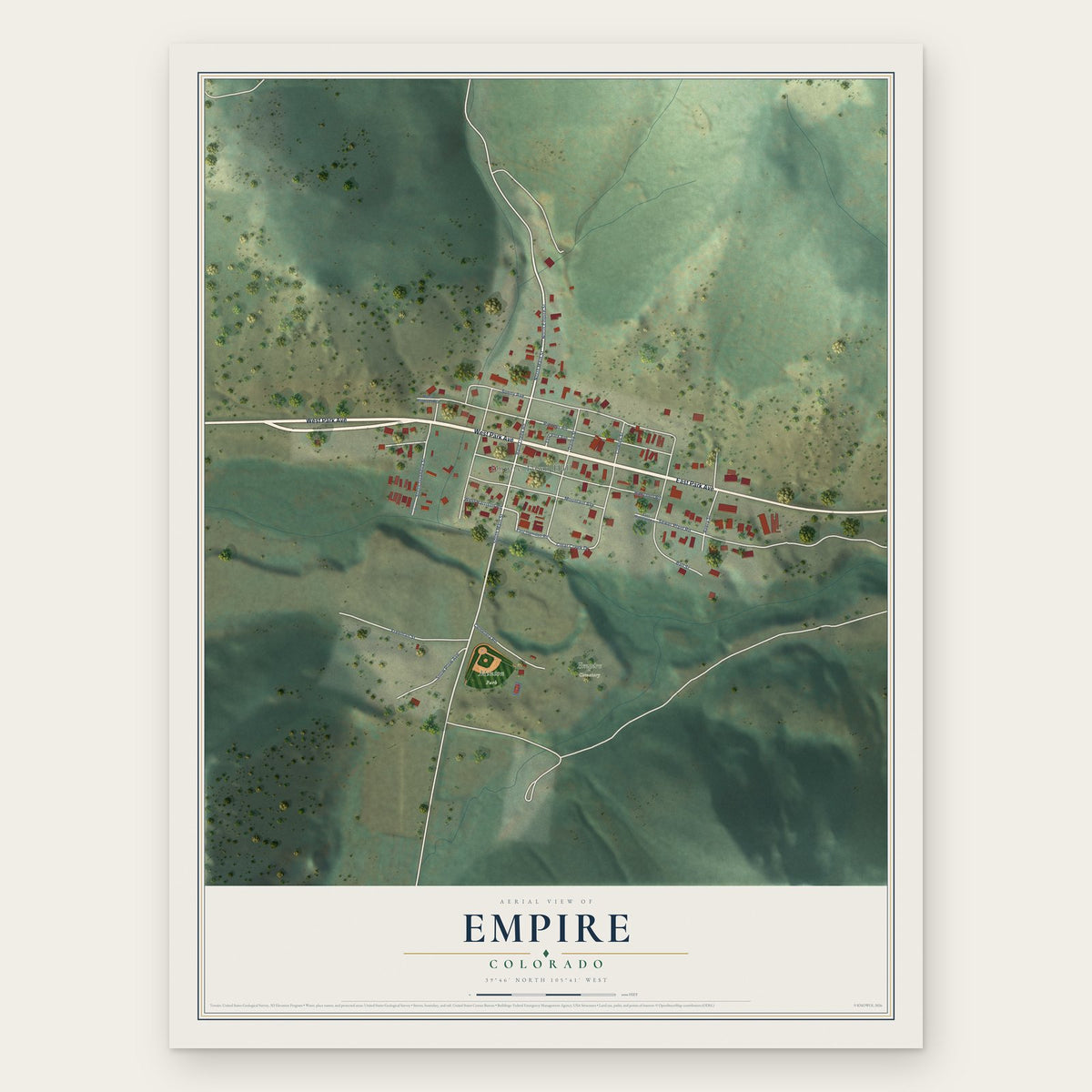 Empire, Colorado map print, the full design