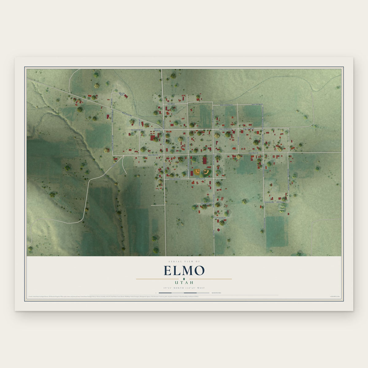 Elmo, Utah map print, the full design