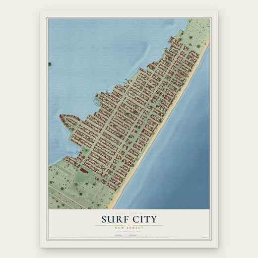 Surf City, New Jersey map print, the full design