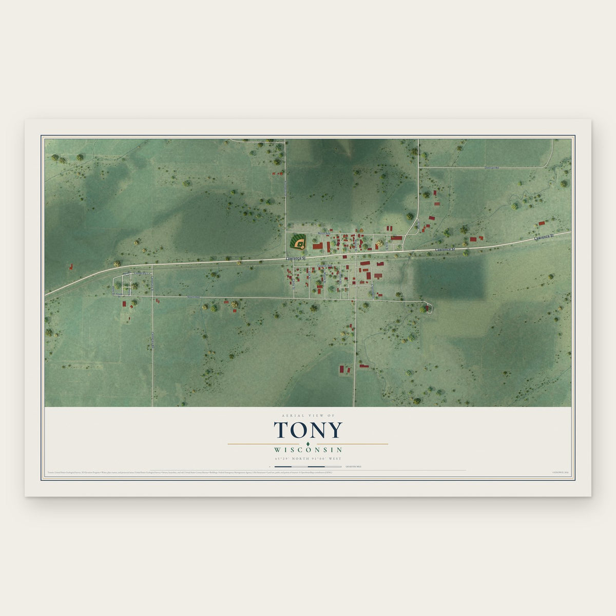 Tony, Wisconsin map print, the full design