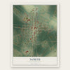 North, South Carolina map print, the full design