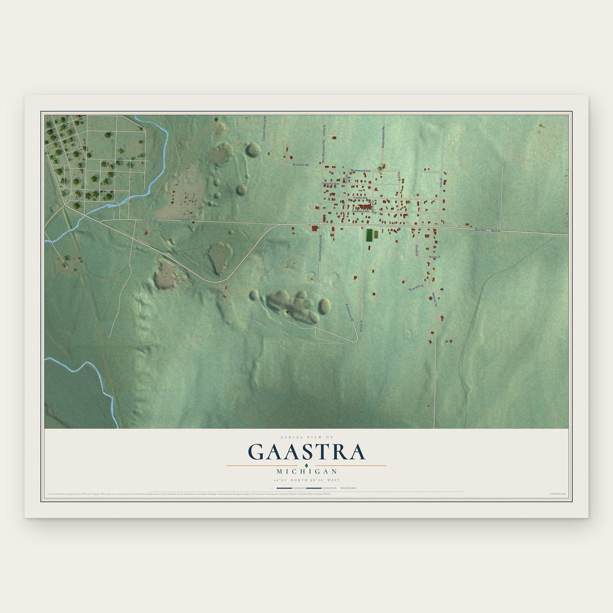 Gaastra, Michigan map print, the full design