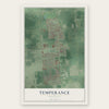Temperance, Michigan map print, the full design