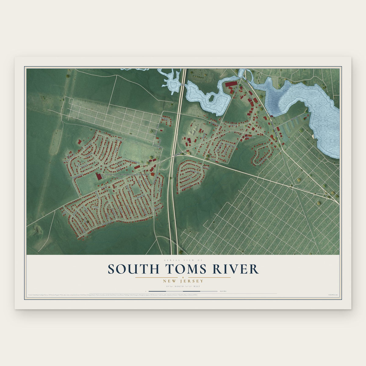 South Toms River, New Jersey map print, the full design