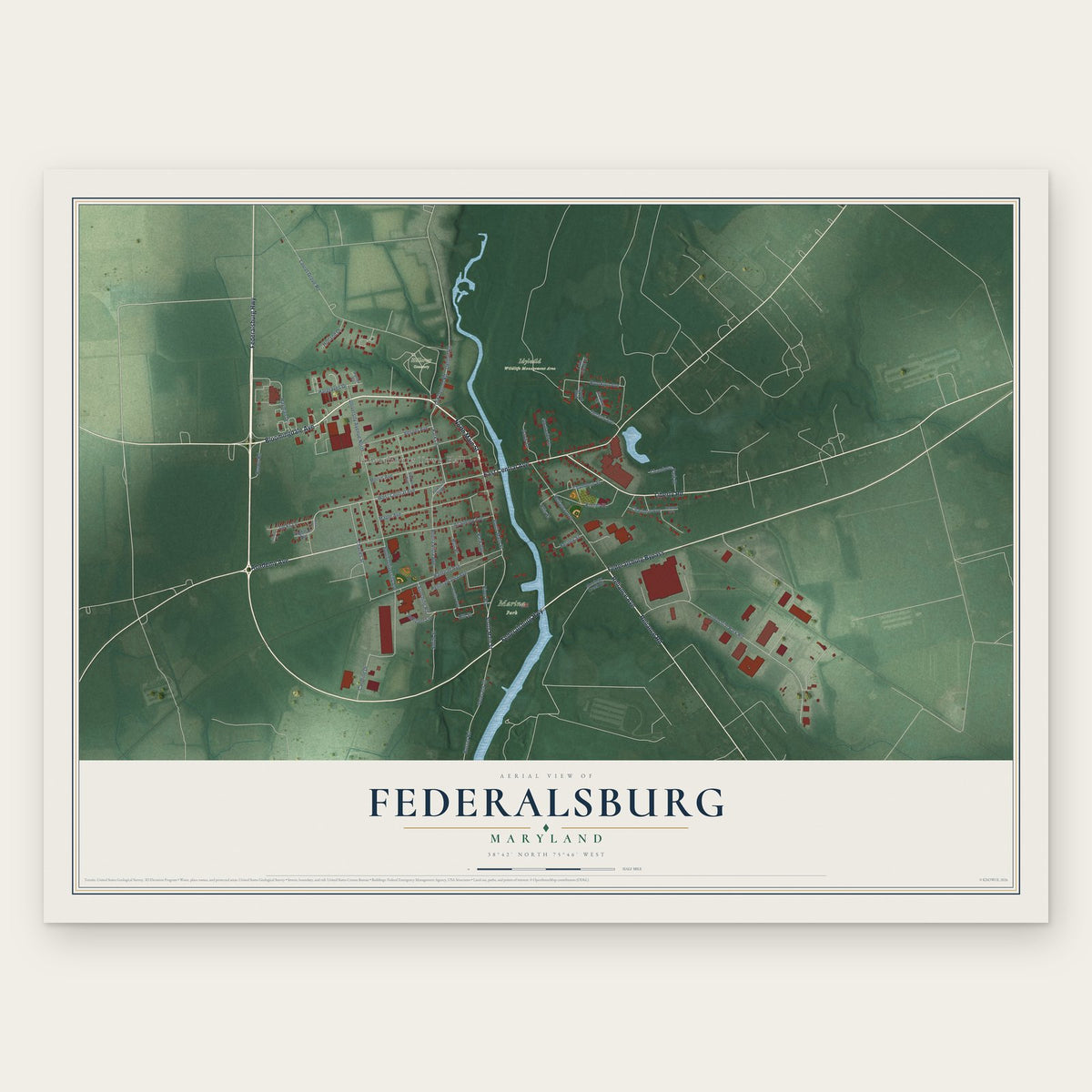 Federalsburg, Maryland map print, the full design