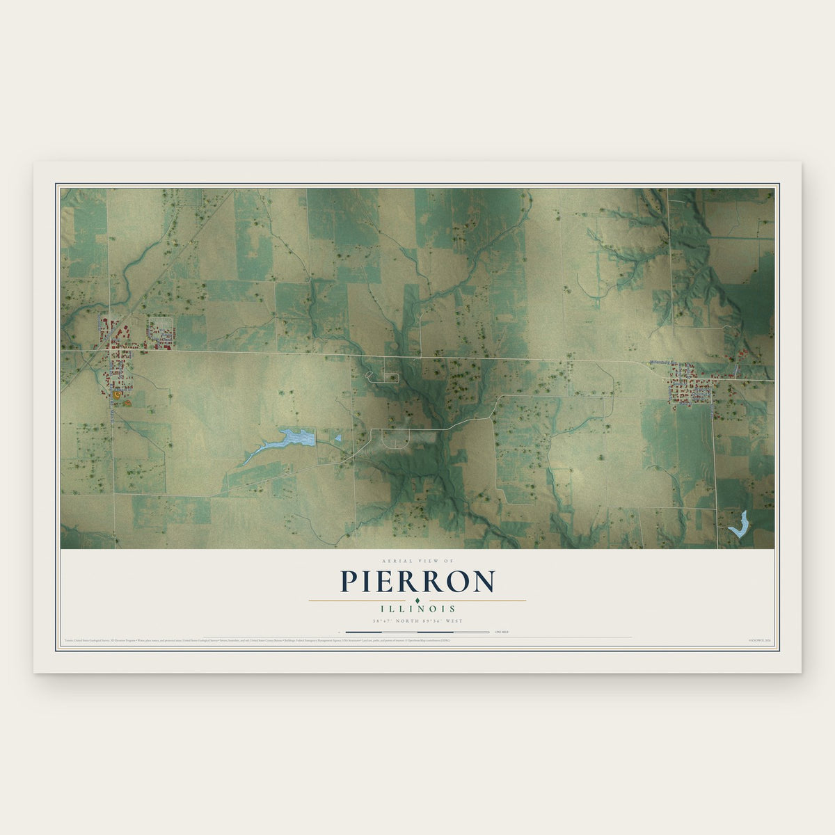 Pierron, Illinois map print, the full design