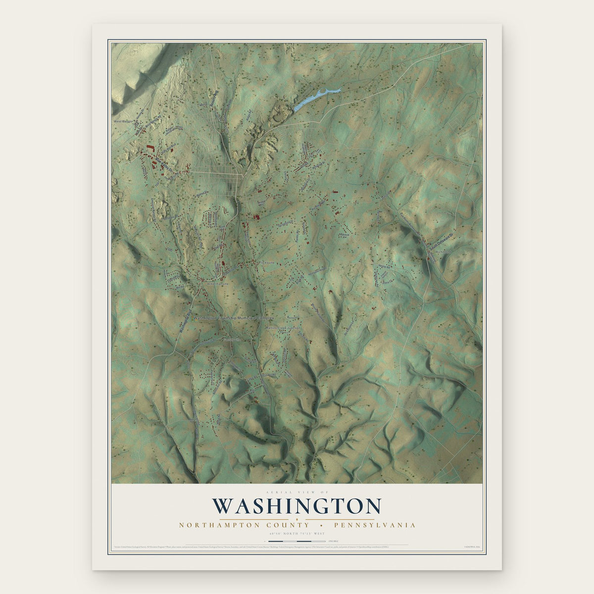Washington, Northampton County, Pennsylvania map print, the full design