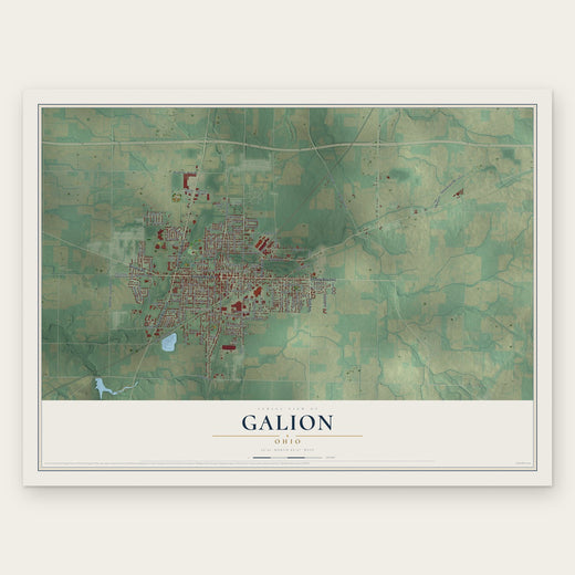 Galion, Ohio map print, the full design
