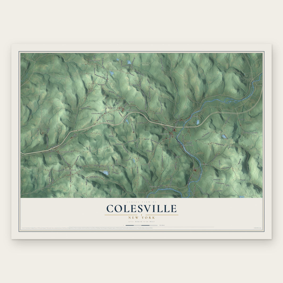 Colesville, New York map print, the full design